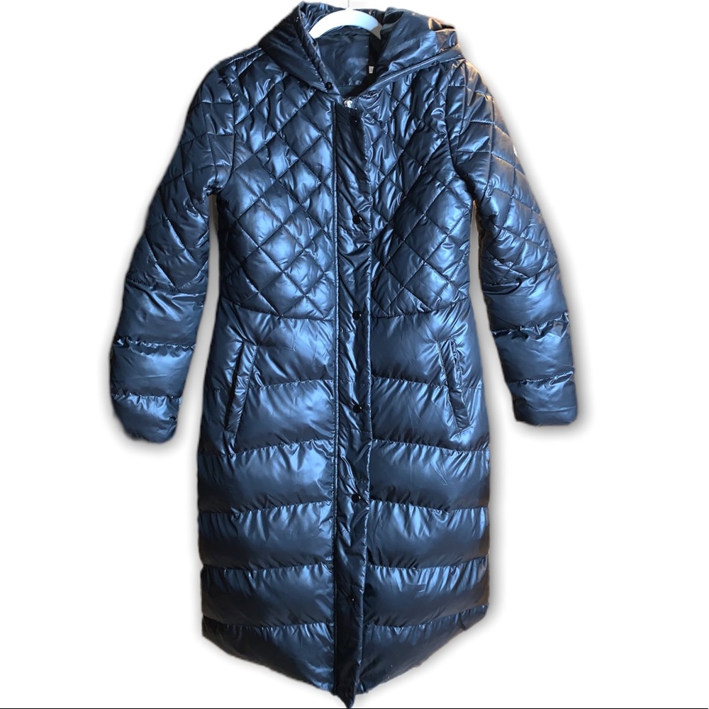 MONCLER Long Black Quilted Bubble Puffer Coat W/ Hood